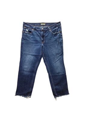 High Rise Cheeky Taper Ankle Jeans Distressed Raw Hem 18W